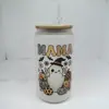 Copo Mason Jar de Vidro 16oz para Cerveja Cola Água com Logotipo Personalizado de Natal em Estoque Transfronteiriço Sublimação