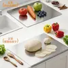 Tábua de amassar de aço inoxidável, bancada grande espessa, tábua de corte antibacteriana e antifúngica, tábua de cortar de cozinha antiaderente
