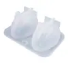 Molde de silicona de espejo de dos conejos de dibujos animados lindos de conejo estéreo con molde de pegamento de cristal DIY de amapola