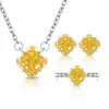 Tiktok Venda Quente Pedra Preciosa Colorida Corte Flor de Gelo Diamante de Alto Carbono Trevo Conjunto Anel Brincos Colar Feminino Ao Vivo Peça Única Dropshipping