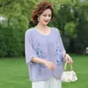 2026 Ropa de Verano para Mamá Camisa de Siete Mangas Talla Grande Nuevo Estilo Chino Top Pequeño Mujeres de Mediana Edad Verano Top Delgado