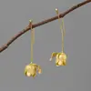 Brincos Franceses Tulip Emotion End em Prata Esterlina Banhados a Ouro Design de Nicho Brincos de Flor de Alto Padrão Leve Luxo Feminino