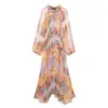 Vestido midi estampado de manga larga para mujer, nuevo estilo europeo y americano de verano 175106