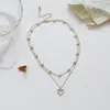 Joyas europeas y americanas personalidad moda collar de corazón de amor viento frío simple corazón de diamante cadena doble para clavícula