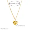 Elegante collar con colgante en forma de corazón incrustado de diamantes, un superventas transfronterizo, acero inoxidable chapado en oro, cadena decorativa para la clavícula delicada y fina para mujer