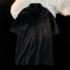 Camisa plissada estilo japonês de seda gelada masculina manga curta verão estilo coreano com babados camisa bonita design solto camisa de meia manga moderna