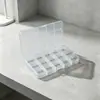 Caixa de armazenamento plástica com 15 compartimentos, caixa retangular de plástico transparente, caixa de exibição para peças e acessórios de ferragens, caixa para miçangas Guka