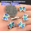 S999 Prata Pura Azul Queimado Cola Borboleta Pingente Etiqueta Corda de Mão Trançada Pulseira Colar Acessórios DIY Feitos à Mão