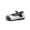 Zapatos de Cuero Versátiles para Niños Primavera y Otoño 2025 Estilo Coreano Nueva Moda para Bebés Zapatos con Letras Zapatos Planos de Velcro para Niñas