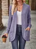 Cárdigan de punto acanalado europeo y americano transfronterizo para mujer, otoño e invierno, chaqueta holgada de longitud media con bolsillos, cárdigan versátil de estilo casual