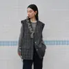 Chaleco de Cuadros Estilo Chanel con Cuello en V para Mujer, Nuevo Primavera 2026 Chaleco de Lana sin Mangas con Flecos, Estilo Old Money, Moderno y Versátil