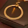 Pulsera de Malla Electrochapada en Oro Real de 18 Quilates, Moderna y Versátil, Pulsera Elegante de Nicho, Lujo Accesible, Joyería de Mano de Alta Gama y Exquisita para Mujeres