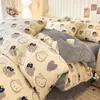 Novo conjunto de cama de quatro peças 2026, capa de edredom estampada em veludo de leite 180g, lençol de cima e lençol com elástico