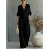 2026 Ropa de Mujer Transfronteriza Sitio Independiente de Amazon Sexy Escote en V Plisado Moda Casual Cintura Ceñida Mono