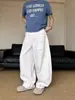 Jeans branco retro americano de cintura alta com perna curva para homens, nova coleção primavera/outono, design high-street, corte solto, efeito emagrecedor, calça wide leg