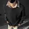Directo de Fábrica Estilo Minimalista Camisa Falsa de Dos Piezas Cuello de Camisa Tejido para Hombre Temporada Otoño/Invierno 2026 Suéter Top Casual