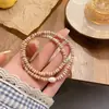 Pulsera de Doble Círculo de Piedra Natural Dopamina y Perla de Agua Dulce Estilo Bohemio Retro Moda Pulsera Rosa Emperador