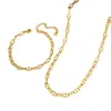 Conjunto de Colar e Pulseira em Aço Titânio Banhado a Ouro Estilo Europeu e Americano, Corrente de Clavícula Simples e Versátil, Acessórios de Moda Unissex