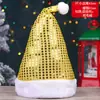 Sombrero de Navidad de Alta Gama Transfronterizo para Adultos y Niños Adorno Navideño de Felpa con Lentejuelas Sombrero Decorativo para Nochebuena Regalo Venta al por Mayor