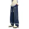 Jeans Lavado Masculino Cool de Outono Estilo Americano High Street Tendência Retro Versátil Solto Casual