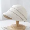 Sombreros de Otoño e Invierno para Mujer Estilo Coreano Moderno con Puño Borde Enrollado Sombrero de Pescador Viajes al Aire Libre Sombrero Simple Plisado Gorra de Béisbol Estilo Mori