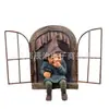 Estatua de Gnomo de Jardín Adornos 3D de Gnomo Enano Ventana Anciano Artesanía de Resina