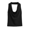 Desejo Puro Sexy Decote Nadador Decote Halter Camisola Feminina 2025 Verão Novo Agasalho Cor Sólida Design Decote Halter Top