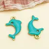 Colgante de delfín de esmalte de doble cara de acero inoxidable para pendientes, pulseras, llaveros y joyería hechos a mano para DIY