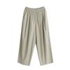 Pantalones de lino estilo japonés para mujer, pantalón de trabajo de verano, de pierna ancha, rectos, finos e informales, de algodón y lino.