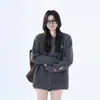 2025 Novo Cardigan Tricotado Outono e Inverno Americano Retrô Casual Estilo Preguiçoso Decote em V Tricot Feminino Jaqueta Cor Pura
