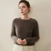 Gola Redonda Padrão Torcido Feminino Outono e Inverno Nova Moda Slim Fit Versátil Quente Camisa Base Suéter 100% Malha de Caxemira