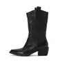 Botas de Piel de Caballo Color Lavado para Mujer Botas de Media Caña Otoño/Invierno Nuevo Llegado Piel Genuina por Dentro y por Fuera Punta Cuadrada Tacón Medio Grueso Botas Vaqueras Tejidas Desgastadas para Mujer