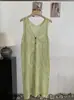 Vestido Colete Ombro a Ombro com Recortes em V para Mulheres, Verão, Comprimento Médio, Fechamento Único, Sem Mangas, Camada de Cobertura Tendência 7028