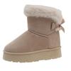 Botas de Neve de Cano Médio de Tamanho Grande Transfronteiriças para Mulheres, Botas de Algodão Quentes de Inverno com Laço e Solado Grosso Forradas com Lã no Estilo Birkenstock para Mulheres