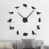 Lindo reloj de pared con esfera de gato 3D para oficina, sala de estar, dormitorio, porche, reloj de pared decorativo, reloj espejo al por mayor