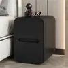 Novo Modelo 2026 Borda Estreita Madeira Maciça Quarto Mini Mesa de Cabeceira para Espaços Pequenos, Ultra-Estreita Moderna Minimalista Acabamento em Couro de Luxo Leve