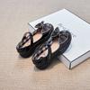 Zapatos de cuero para niñas princesas, negros, para el colegio, blancos, con suela blanda, personalizados.