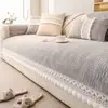 Cojín de Sofá de Chenilla Estilo Crema Francés Cojín de Asiento Resistente a Arañazos de Gato para Todas las Estaciones Tela de Funda de Sofá Antideslizante Fija de Lujo Ligero