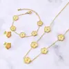 Versión Transfronteriza V13Mm Pulsera de Trébol de Cinco Hojas Conjunto de Tres Piezas Collar de Cinco Flores de Alta Gama Joyería Pendientes Joyería