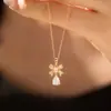 Collar de lazo brillante transfronterizo, nuevo modelo 2026, estilo dulce y de lujo ligero, cadena versátil para el cuello y la clavícula para mujer, venta al por mayor