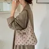 Bolsa Tote Feminina Retrô de Camurça com Padrão de Bolinhas Bolsa de Mão Fashion Casual Grande Capacidade Bolsa de Ombro para o Dia a Dia