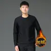 Sudadera Casual para Hombre Otoño Ropa Deportiva para Hombre Cuello Redondo Sudadera Superior Camisa Base Forrada de Polar para Hombre Chaqueta Texturizada 03
