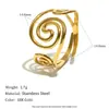 Anillo Espiral Estrella de Mar de Temperamento Acero Inoxidable Chapado en Oro de 18K Alambre Irregular Enrollado Pendientes de Concha de Perla Verano