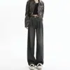 Pantalones vaqueros de pierna ancha y plisados de cintura alta para mujer, holgados, adelgazantes, versátiles, de diseño europeo y americano, 2023