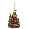 Pingente Criativo de Natal Transfronteiriço Monstro de Cabelo Verde Grinch Decoração de Árvore de Natal Pingente Plano de Acrílico Pingente