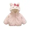 Abrigo elegante para niñas de otoño e invierno con forro de polar, nuevo suéter con capucha de dibujos animados para niños, top grueso estilo princesa