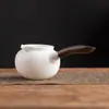 Procesamiento de Logo Personalizado Taza de Porcelana Blanca para Infusión con Asa Lateral, Recipiente de Cerámica para Compartir Té, Taza para Infusión para Distribución Uniforme del Té