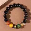 Pulseira de Obsidiana Arco-Íris Dourada Obsidiana Transferência de Ano Cinco Elementos Deus da Riqueza das Cinco Direções Pulseira para Homens e Mulheres Casais