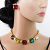 Conjunto de joyería de lujo con forma de gota de agua transfronteriza europea y americana, pendientes de perlas de estilo palaciego retro exagerados, collar de circón al por mayor
