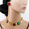 Traje de Joyería de Gota de Agua de Lujo Transfronterizo Europeo y Americano Pendientes de Perla Estilo Retro Exagerado de Corte Collar con Colgante de Gota de Agua